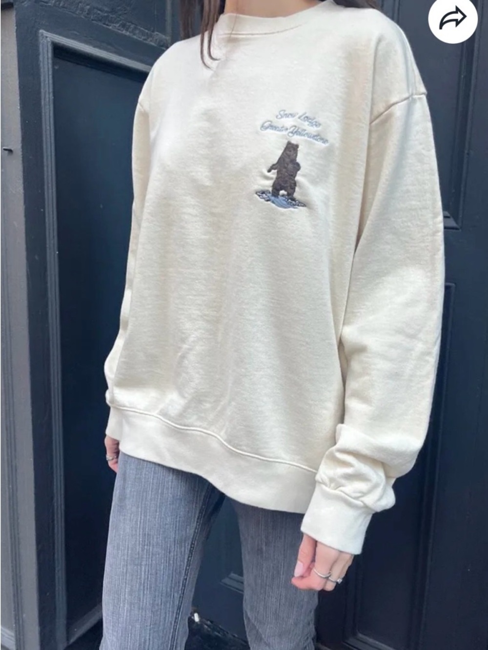 Brandy Melville Erica Snow Oversized Lodge Greater Yellowstone Sweatshirt- Sz M